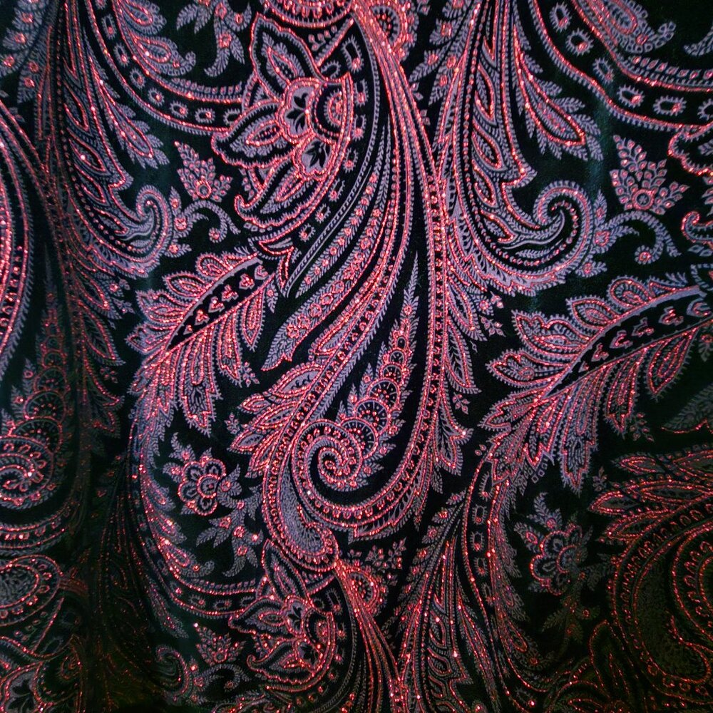 Sheri Martin Size 18 Evening 2 Piece Red Paisley Jacket & Black dress Velvet - Picture 14 of 14